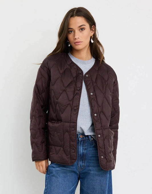 Image of Jackets. Product name - Frankly Puffer Jacket Chocolate in Chocolate colour by brand - Stories Be Told