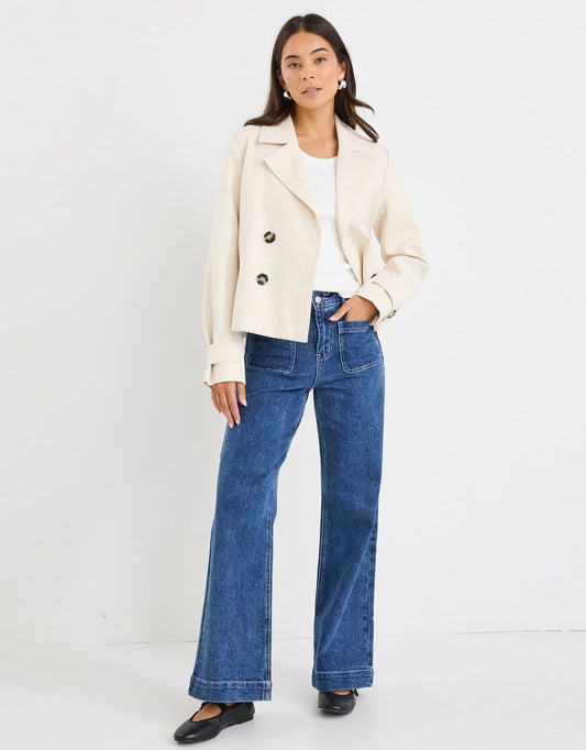 Pathway Cropped Trench Jacket - (Pumice)