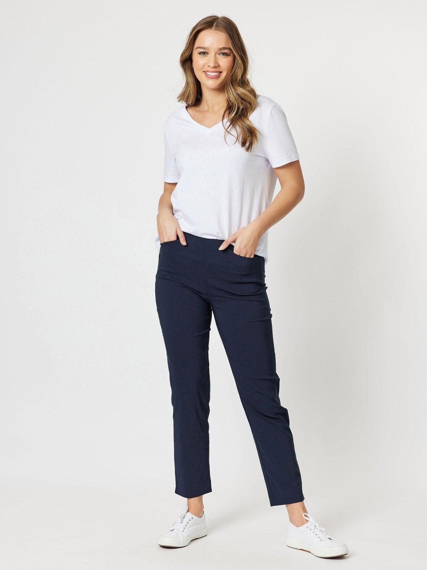 Threadz Chiara Full Length Bengaline Pant (Navy)