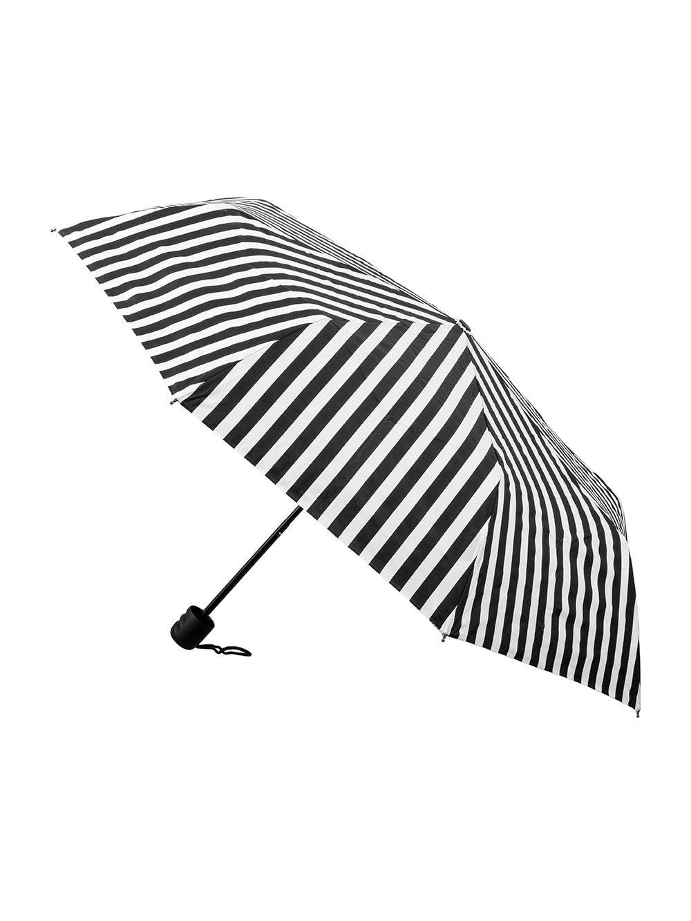 Image of Rain Umbrellas. Product name - Stripe Umberalla Black/White in Stripe colour by brand - Clifton Au