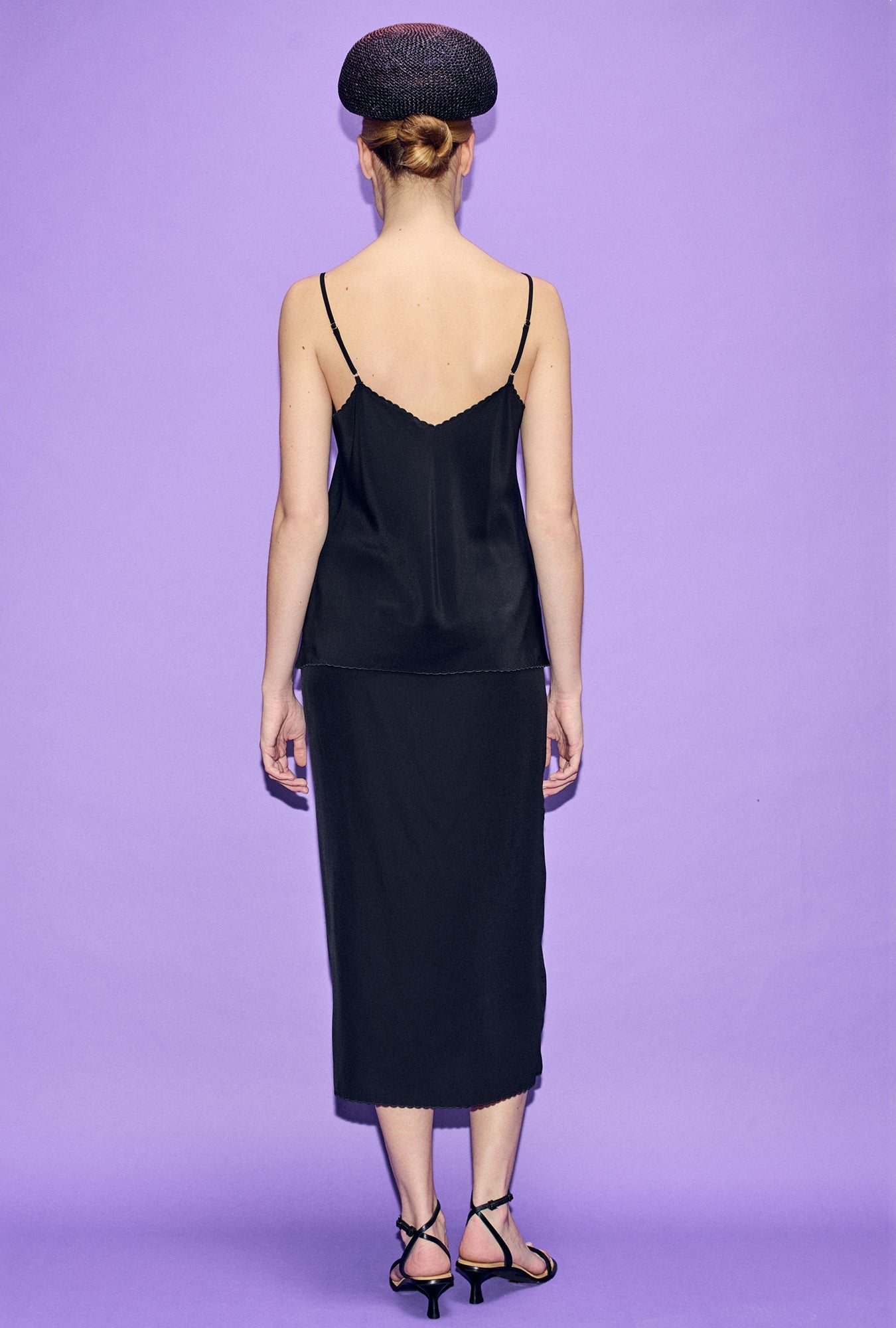 Silk Laundry CDC Bias Cut Cami (Black)