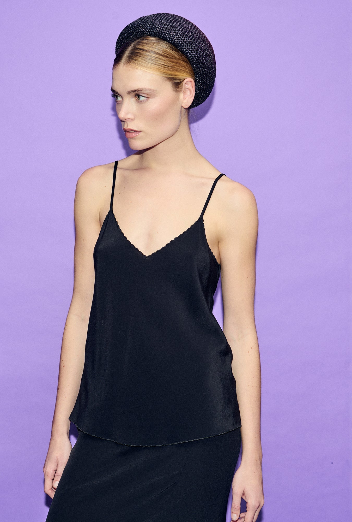 Silk Laundry CDC Bias Cut Cami (Black)