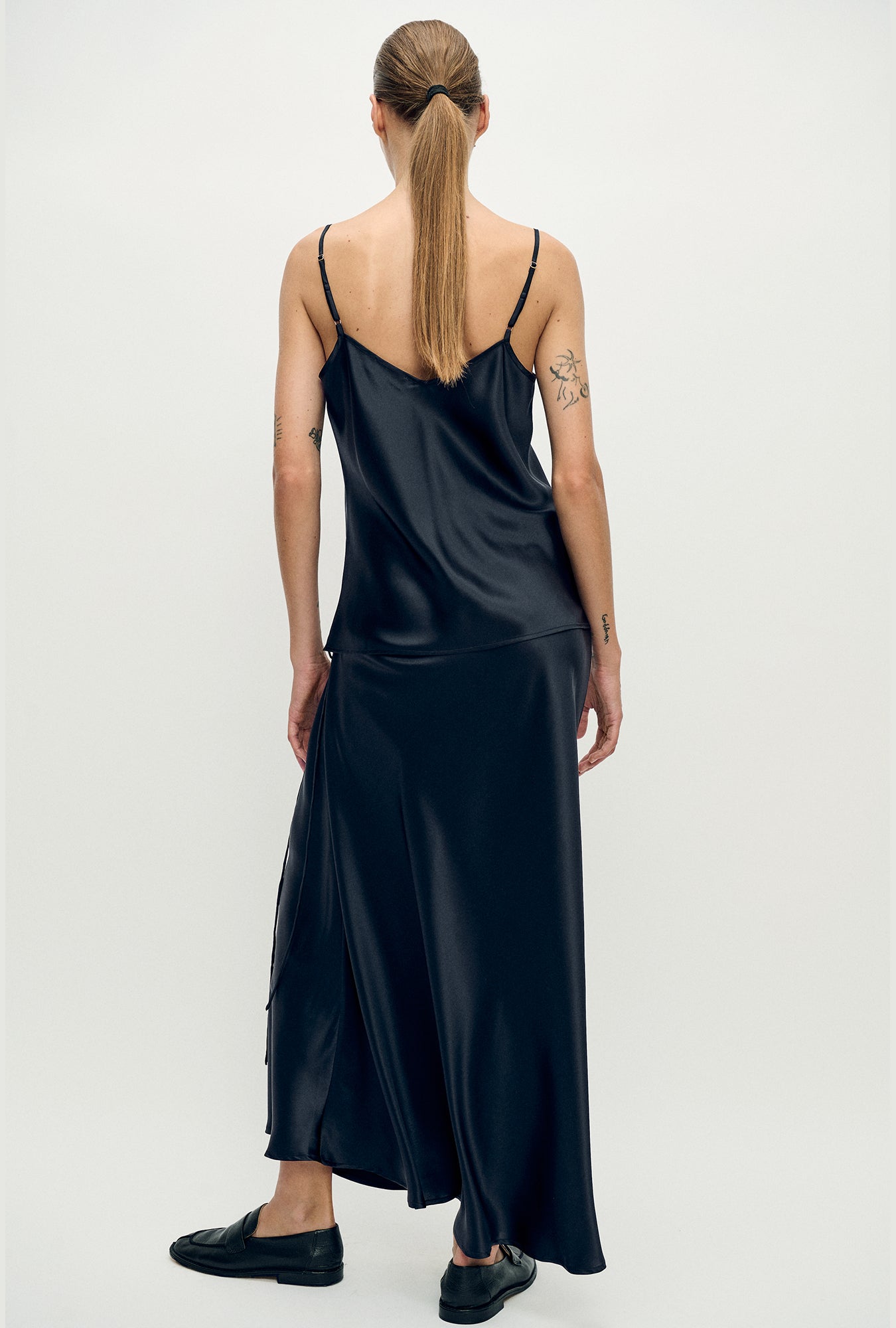Silk Laundry Long Bias Cut Skirt (Black)