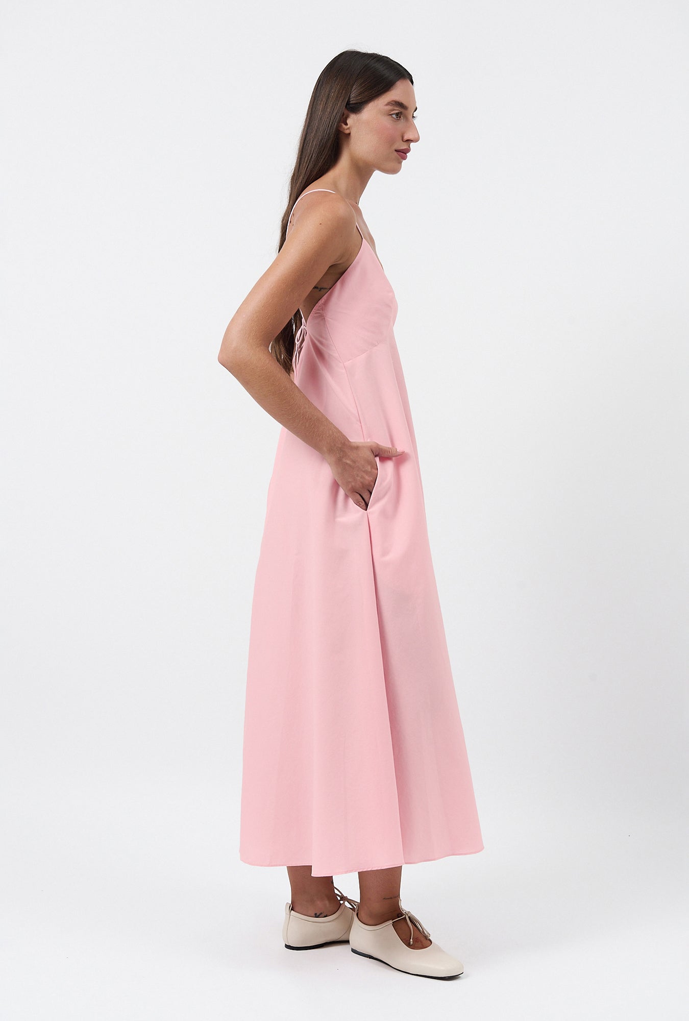 Silk Laundry Long Maxi Dress (Vintage Pink)