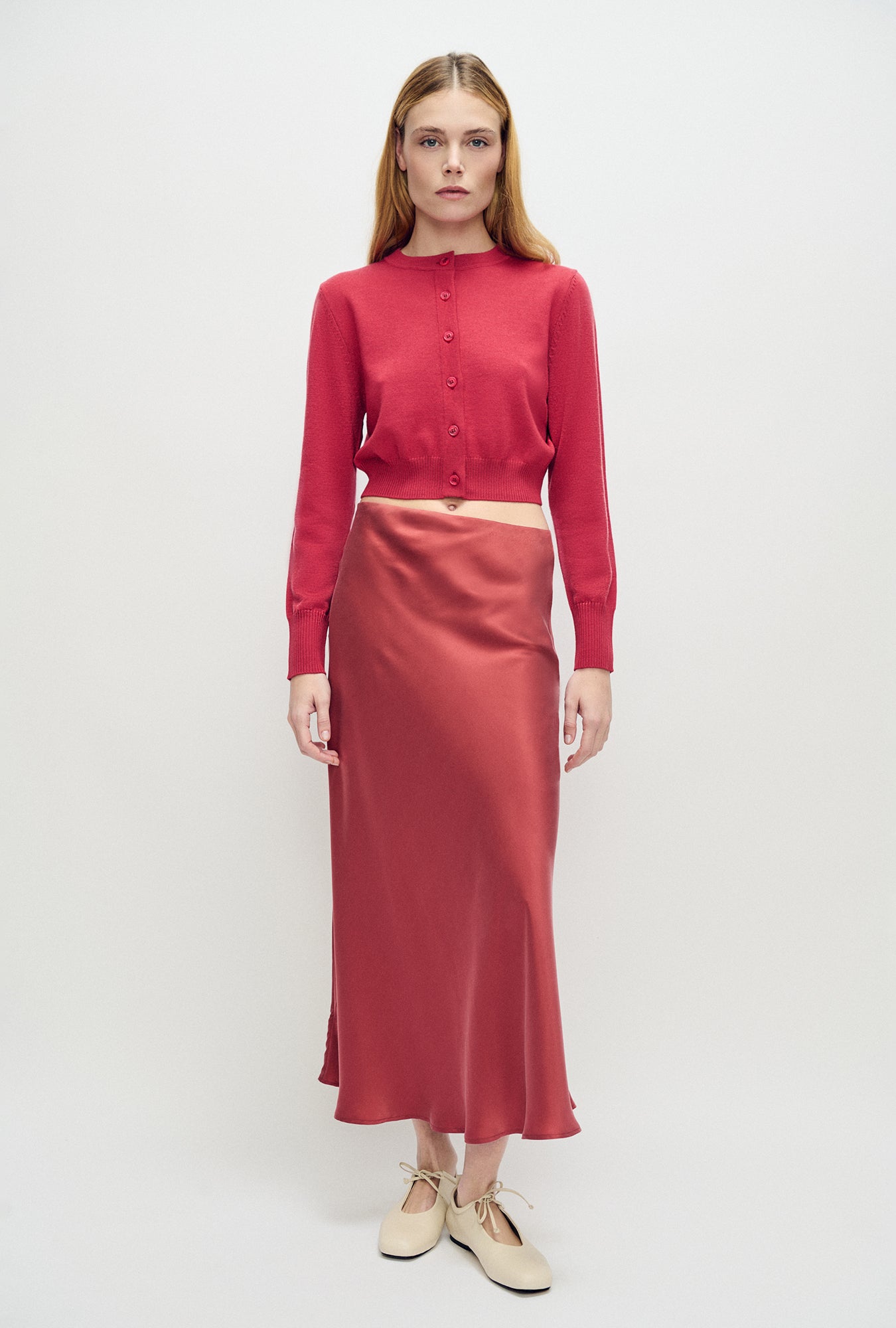 Silk Laundry Cropped Cardigan (Blush)