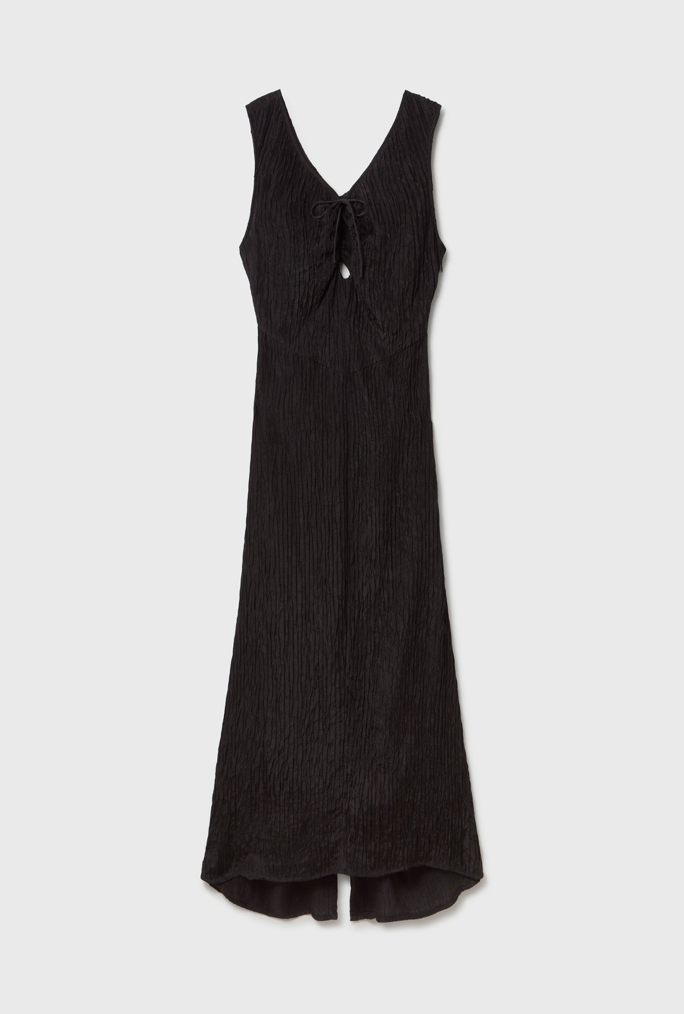 Silk Laundry Crinkle Peek-A-Boo Dress (Black)