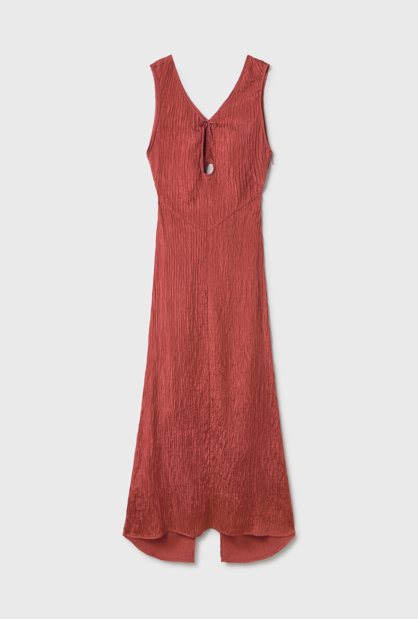 Silk Laundry Crinkle Peek-A-Boo Dress (Blush Red)