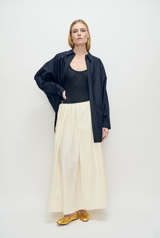 Image of Shirts. Product name - Cotton Silk Round Shirt Black in Black colour by brand - Silk Laundry