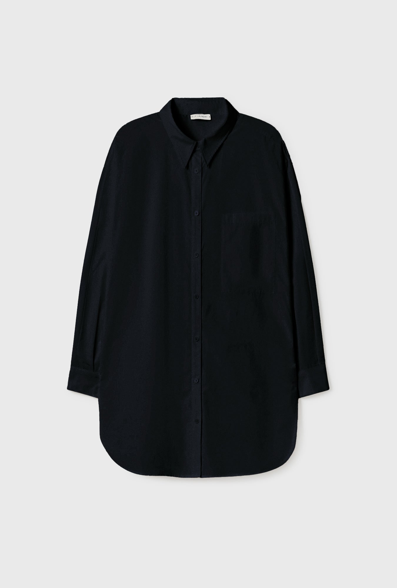 Laundry Cotton Silk Round Shirt (Black)