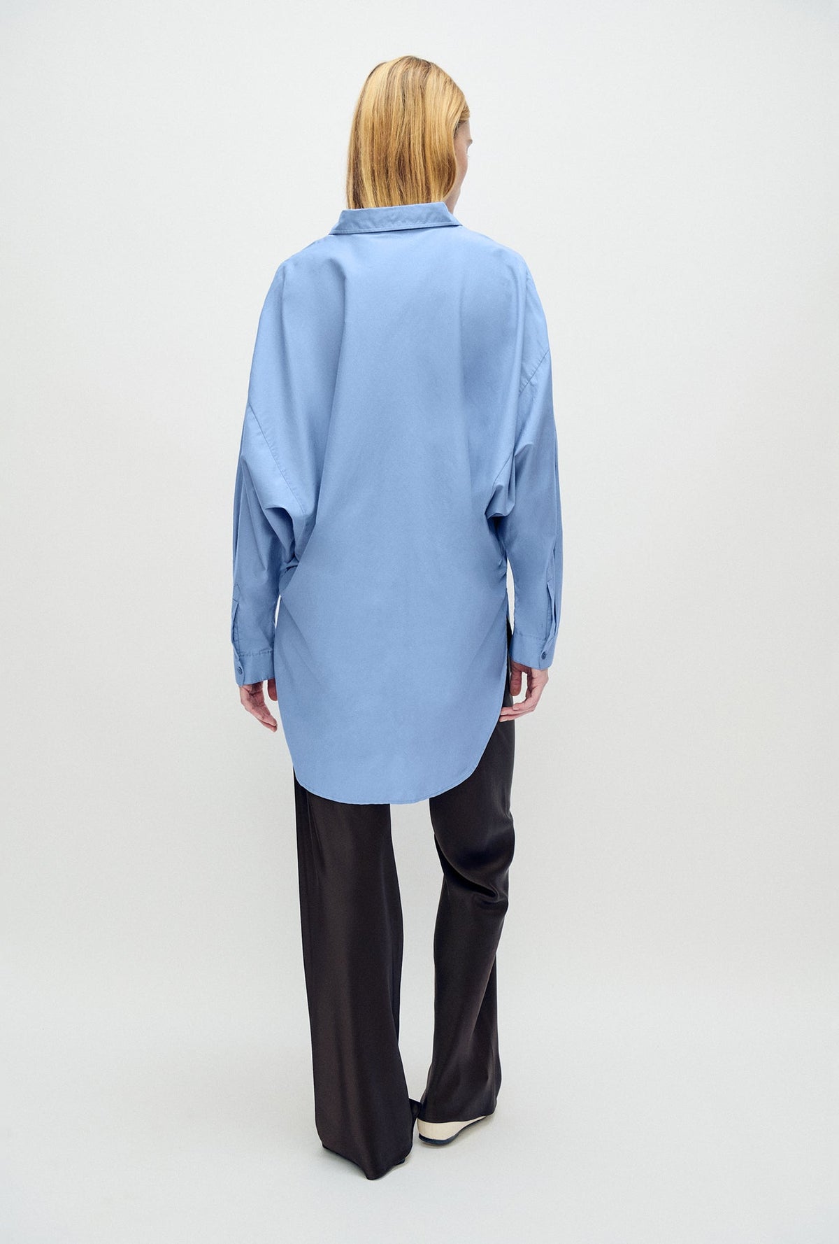 Laundry Cotton Silk Round Shirt Just (Blue)