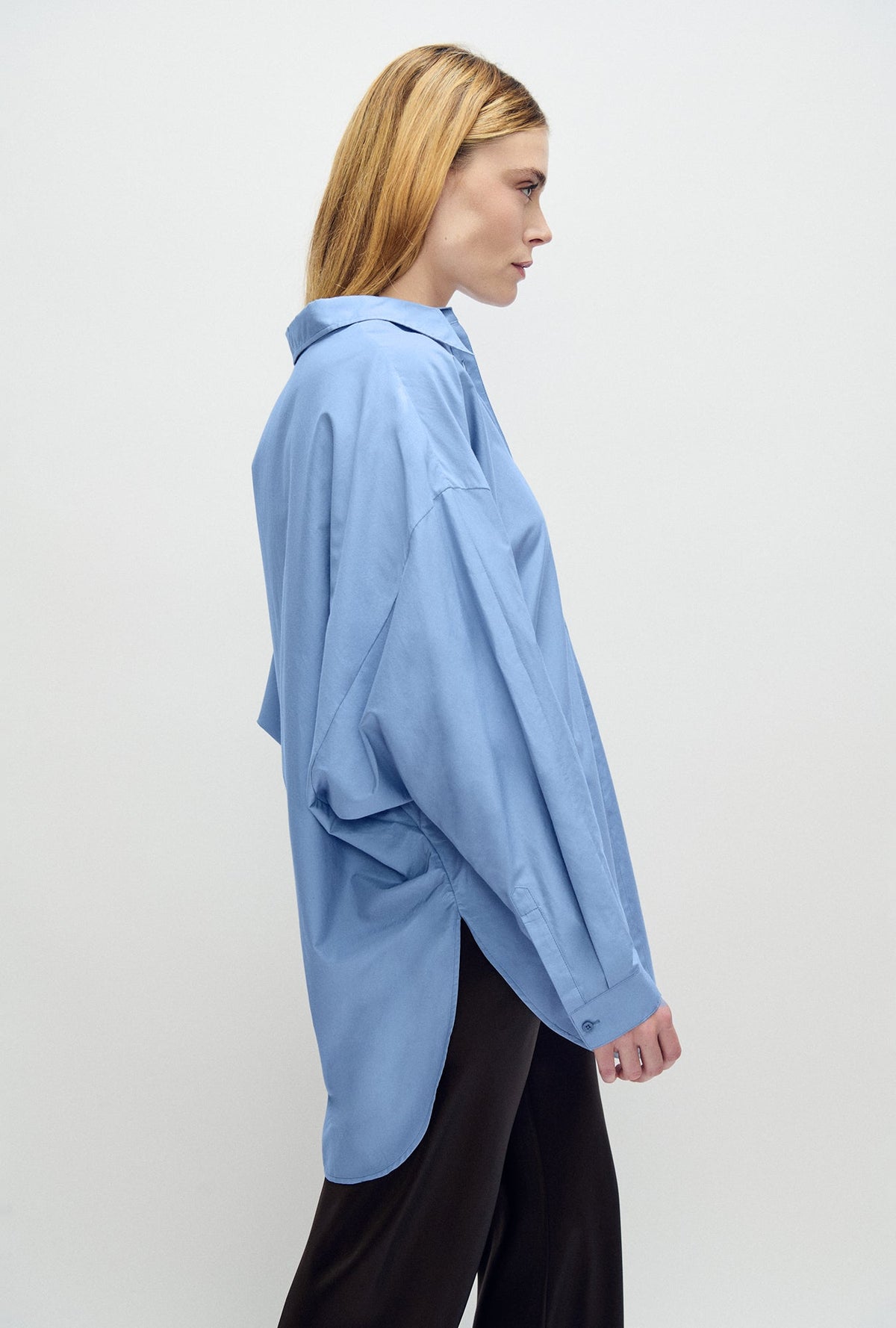 Laundry Cotton Silk Round Shirt Just (Blue)