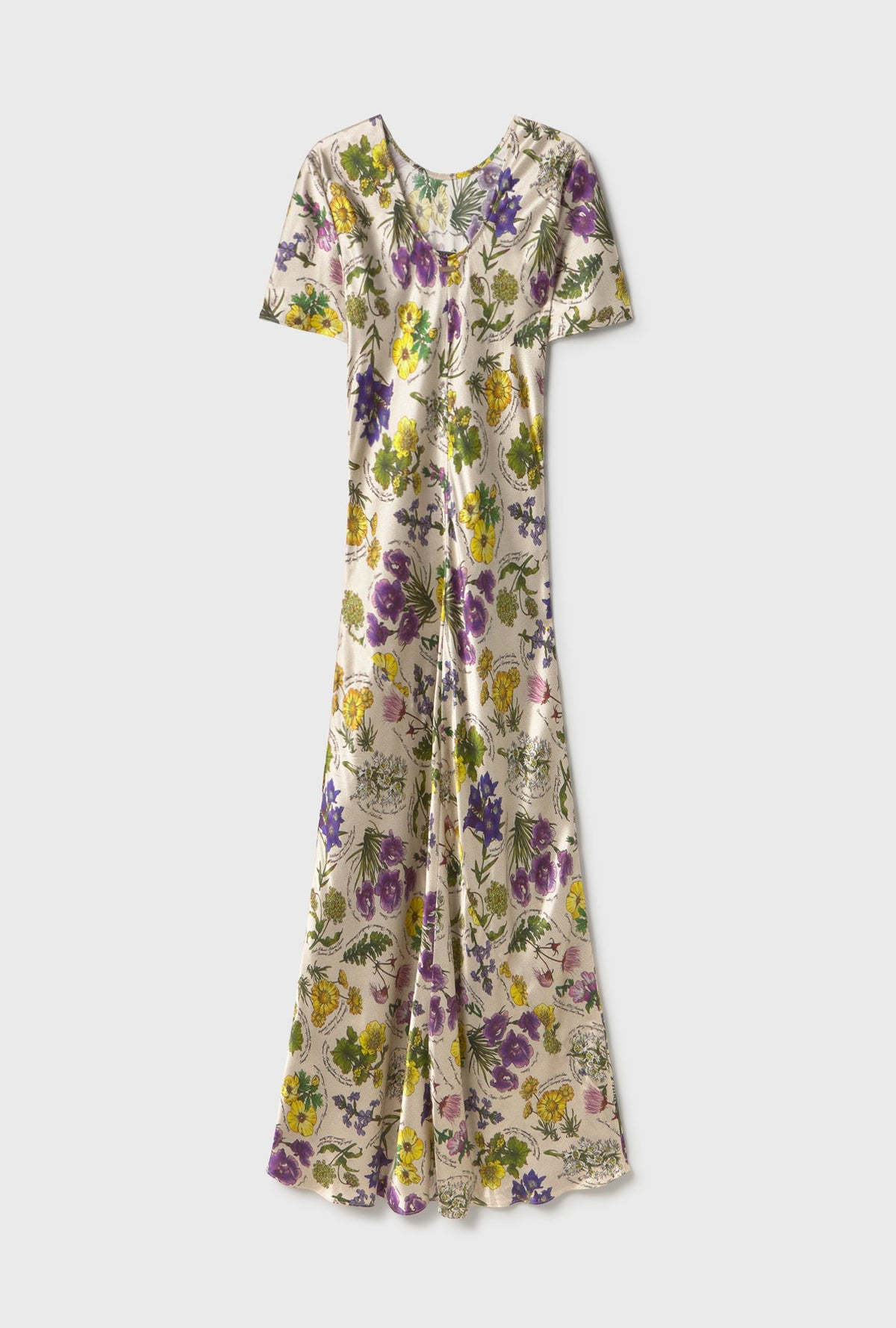 Silk Laundry Short Sleeve Bias Cut Dress (Endangered Flowers)