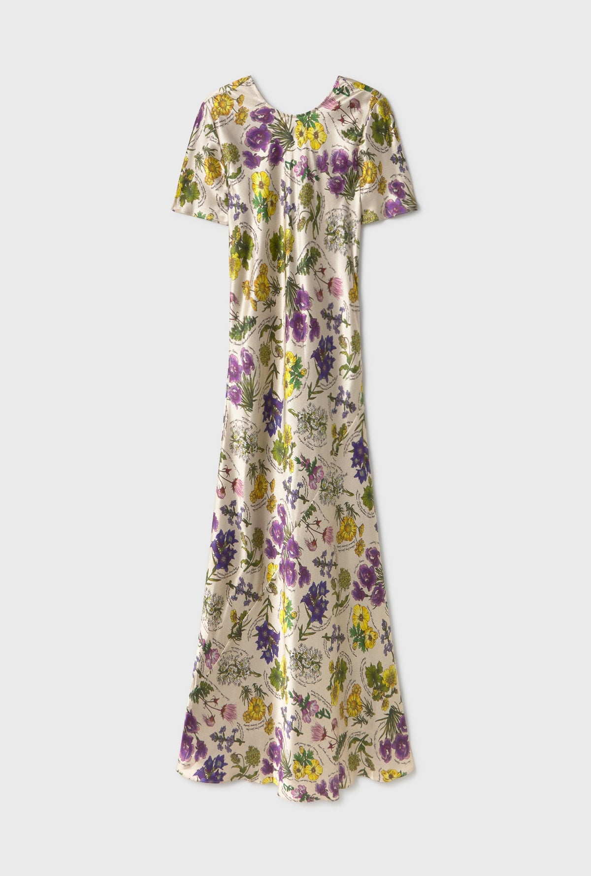 Silk Laundry Short Sleeve Bias Cut Dress (Endangered Flowers)
