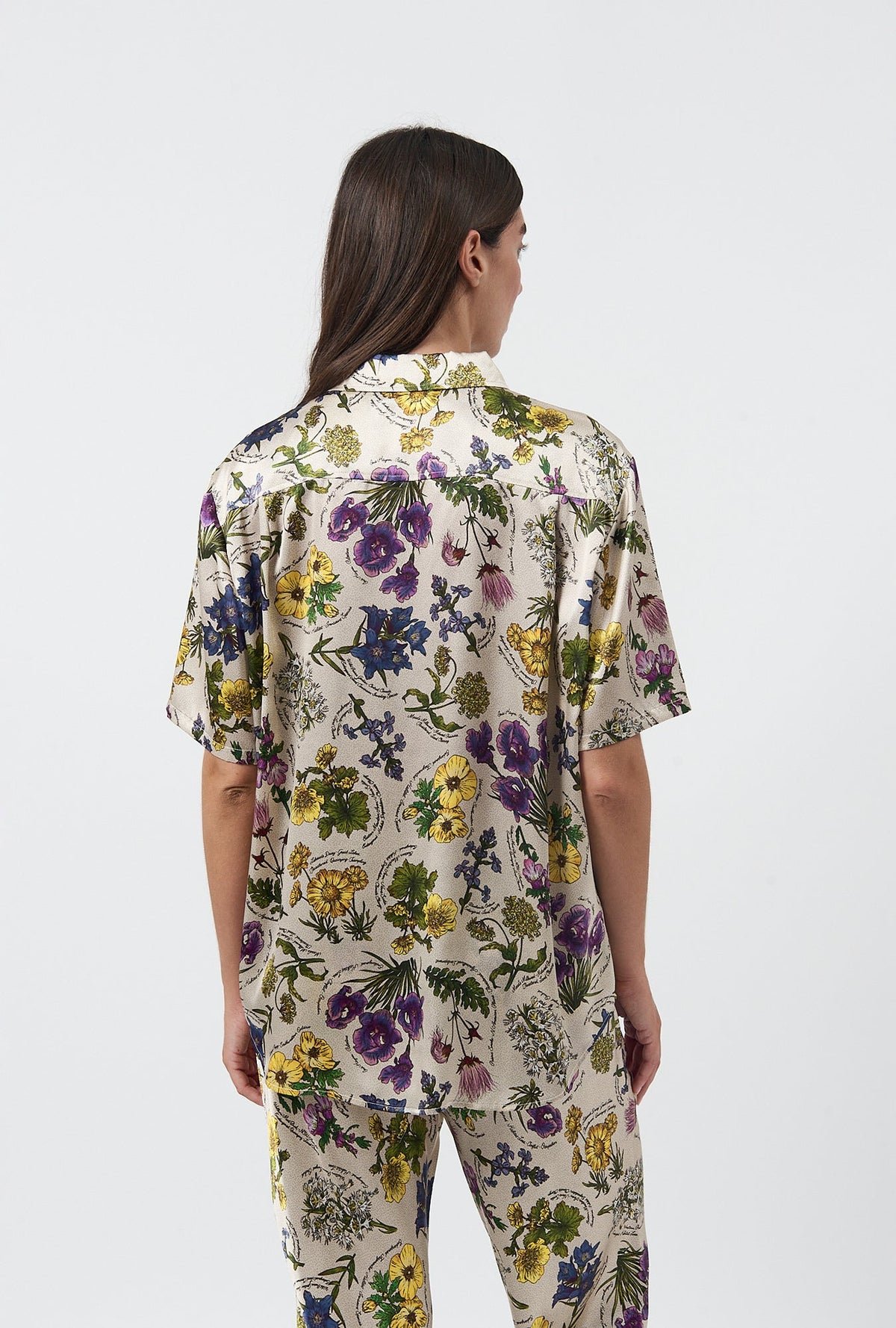 Silk Laundry Short Sleeve Boyfriend Shirt (Endangered Flowers)
