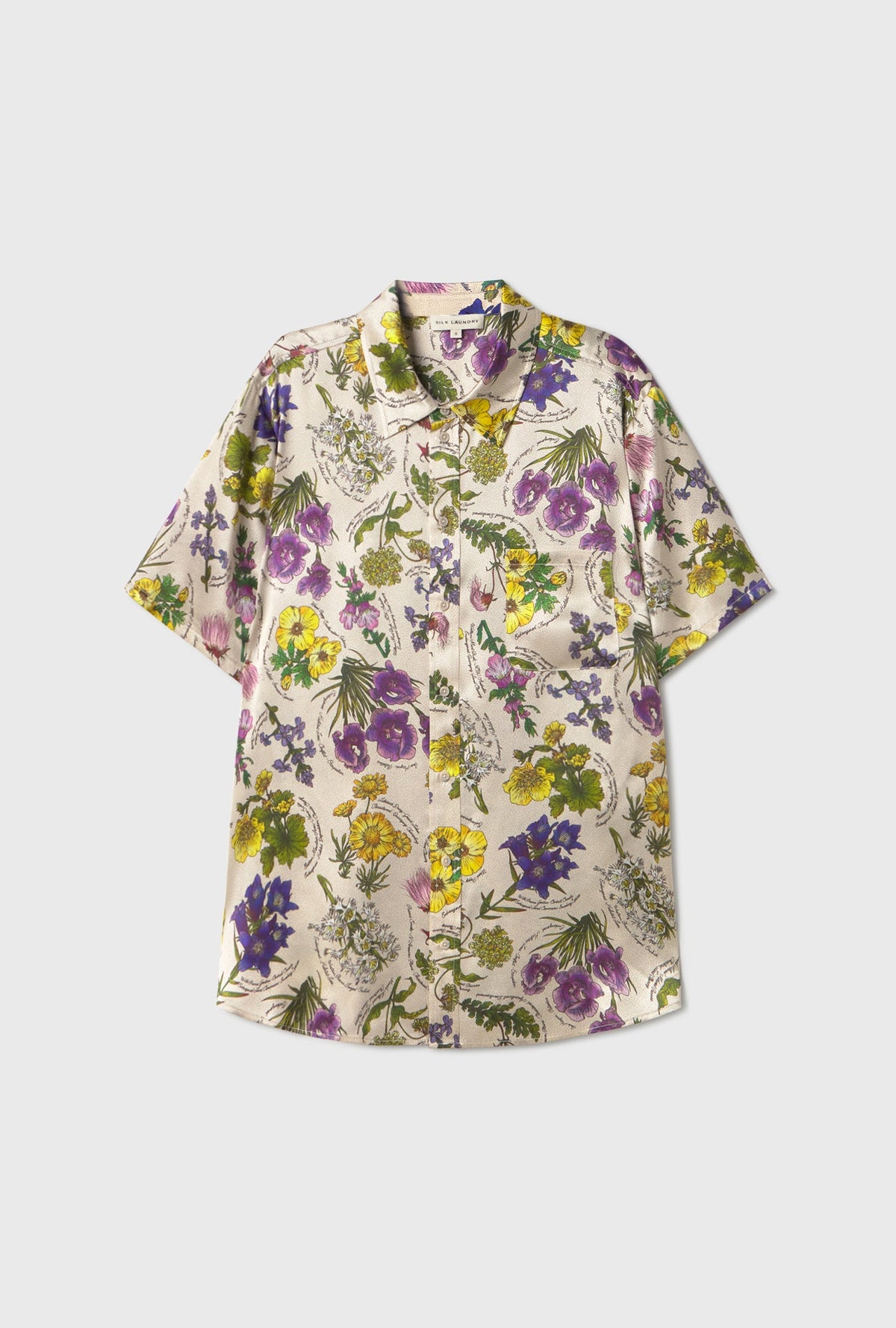 Silk Laundry Short Sleeve Boyfriend Shirt (Endangered Flowers)
