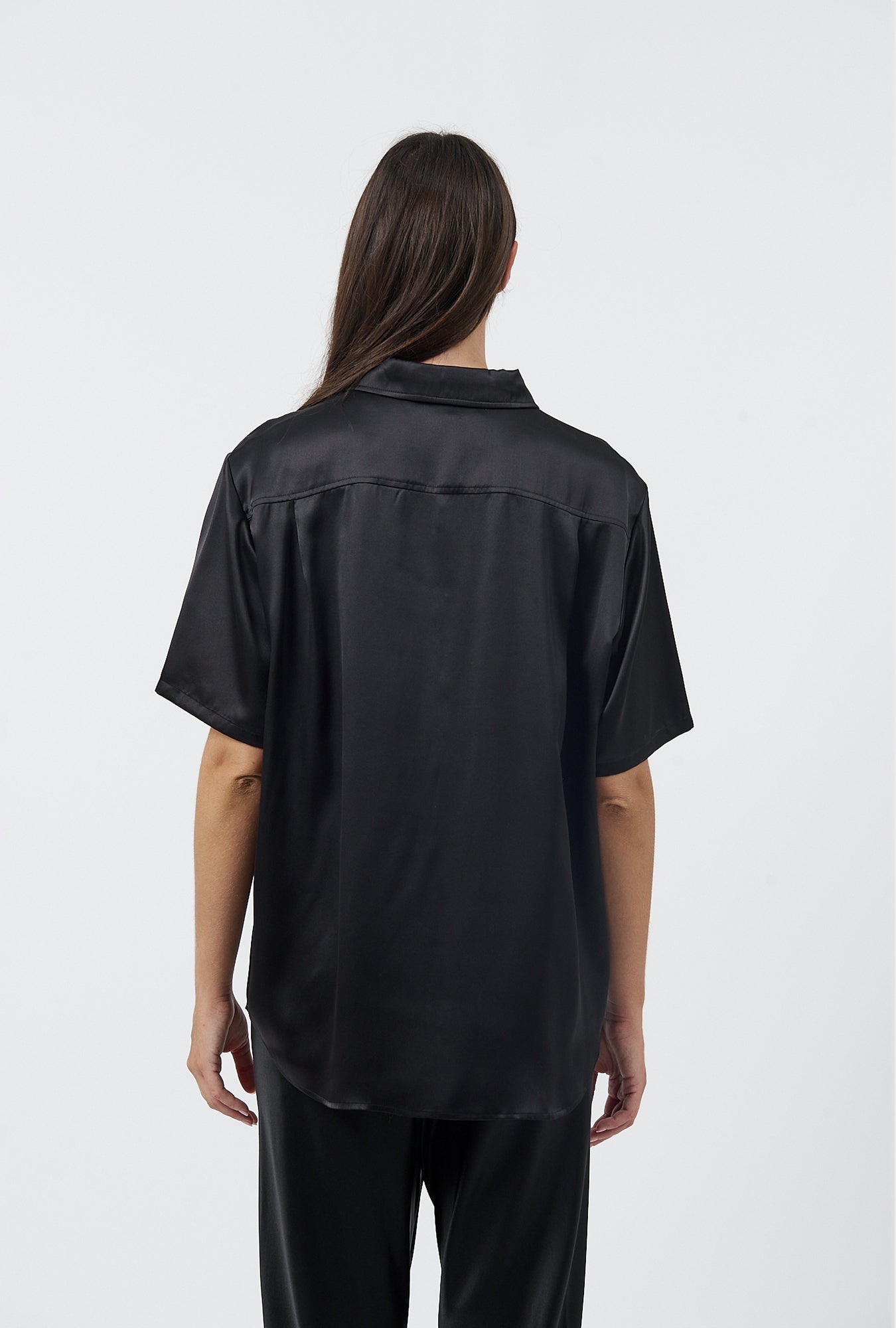 Silk Laundry Short Sleeve Boyfriend Shirt (Iris)