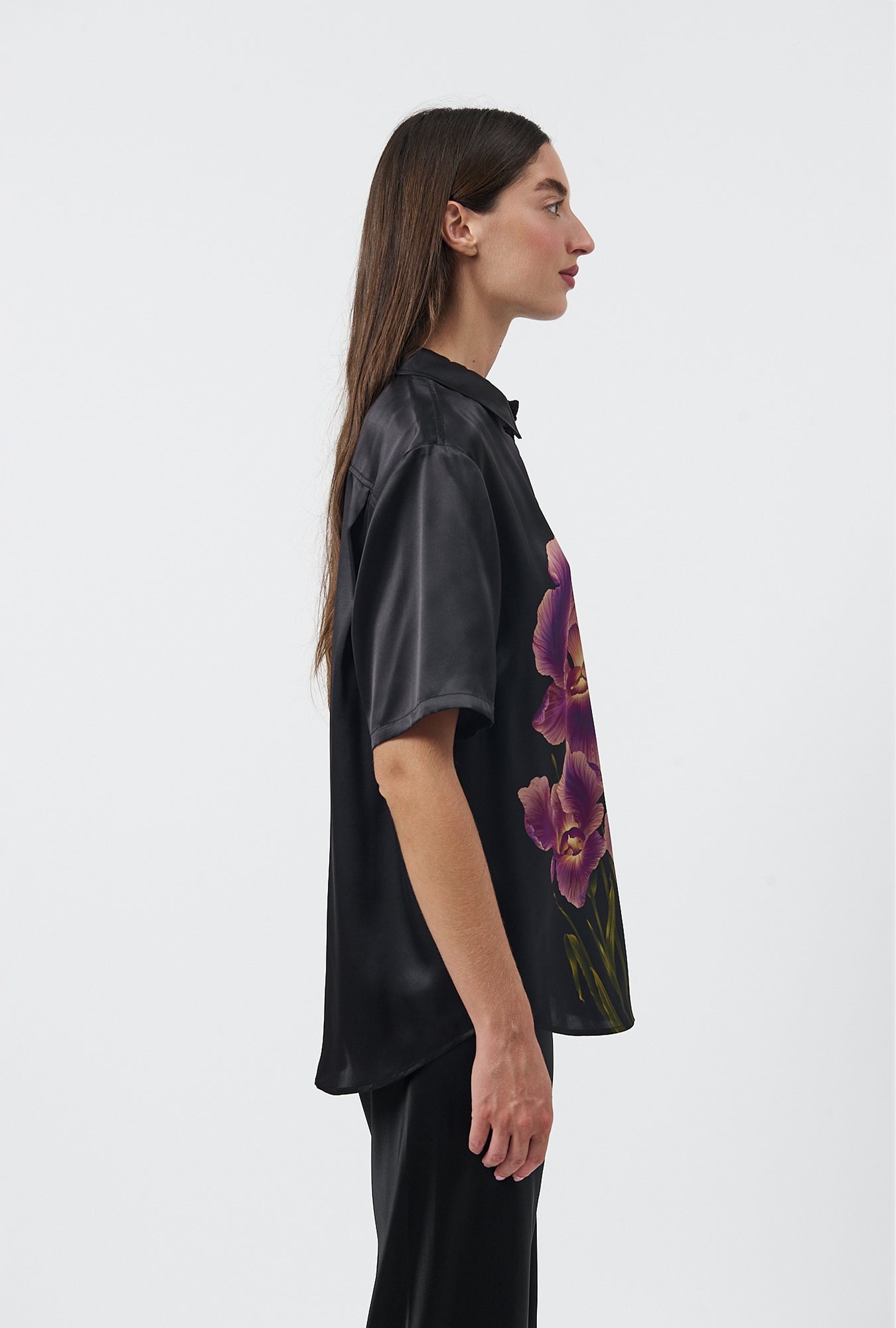 Silk Laundry Short Sleeve Boyfriend Shirt (Iris)