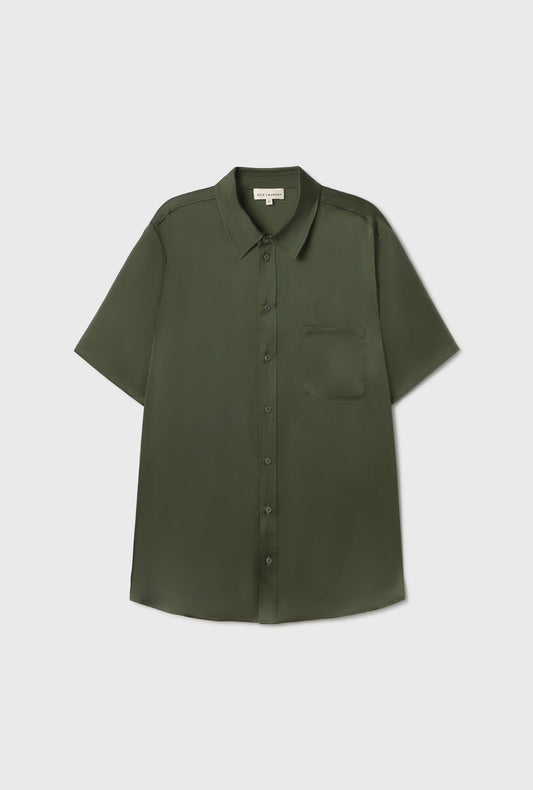 Silk Laundry Short Sleeve Boyfriend Shirt (Cedar)