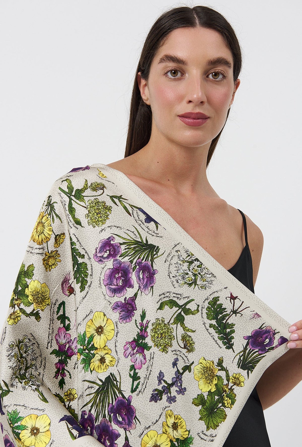 Image of Scarves & Shawls. Product name - Twill Scarf Endangered Flowers in Endangered Flowers colour by brand - Silk Laundry