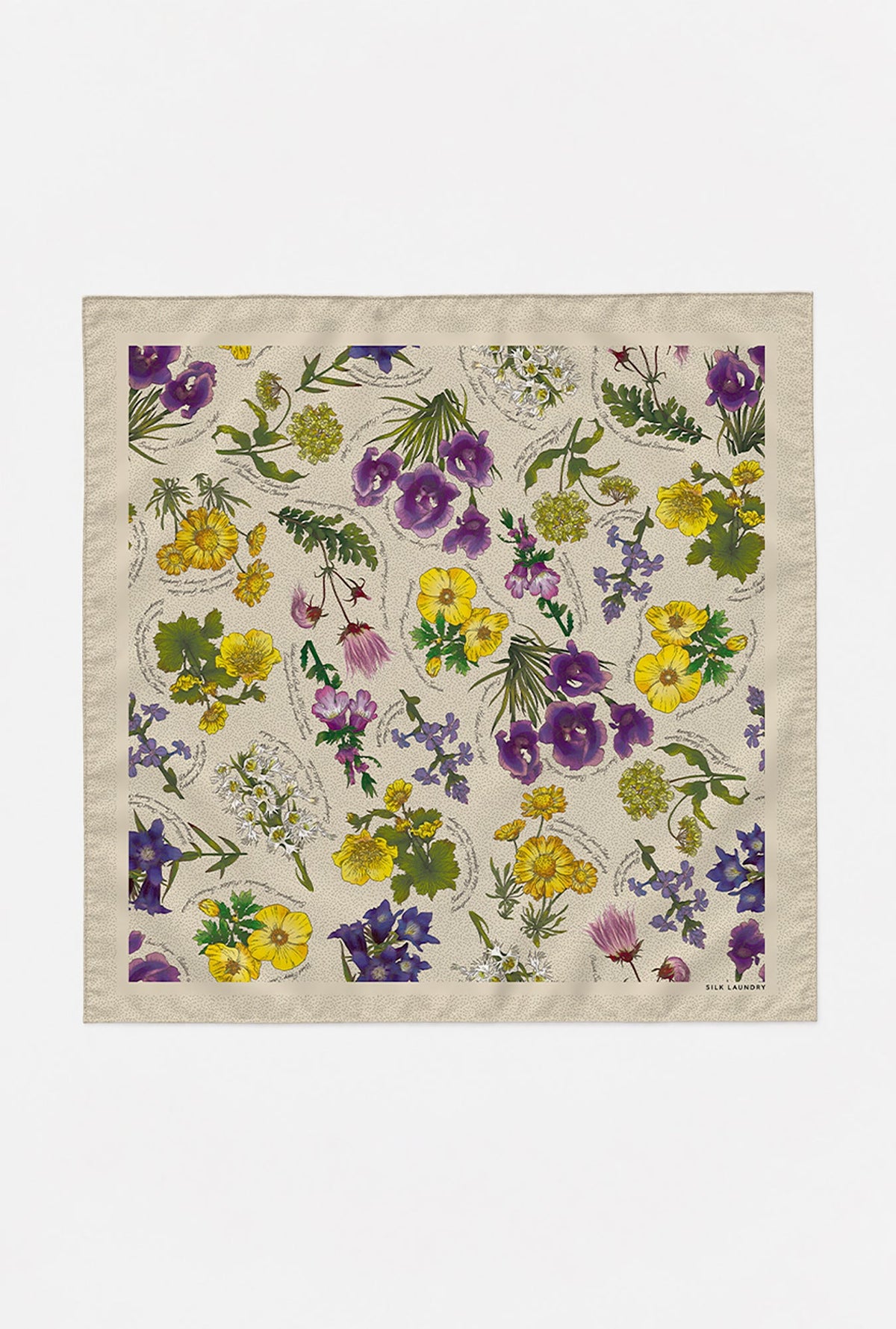 Silk Laundry Twill Scarf (Endangered Flowers)