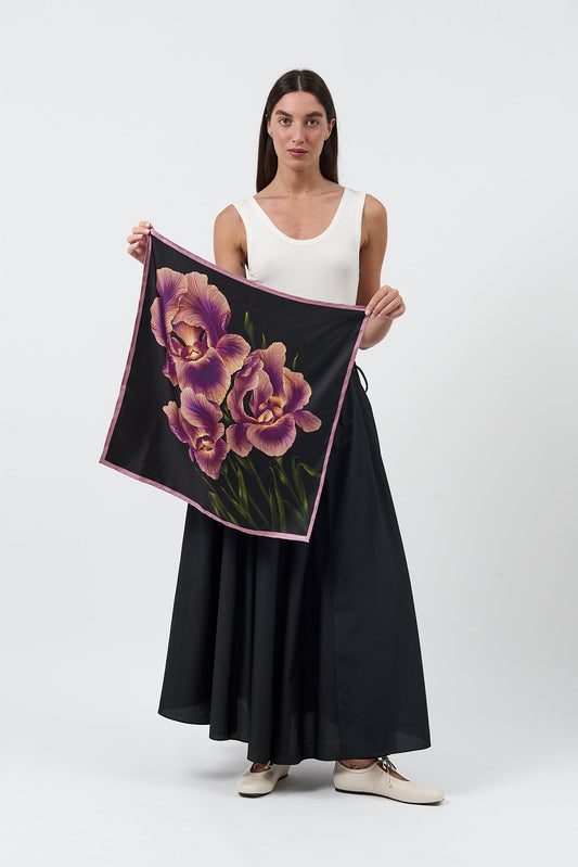 Image of Scarves & Shawls. Product name - Twill Scarf Iris in Iris colour by brand - Silk Laundry