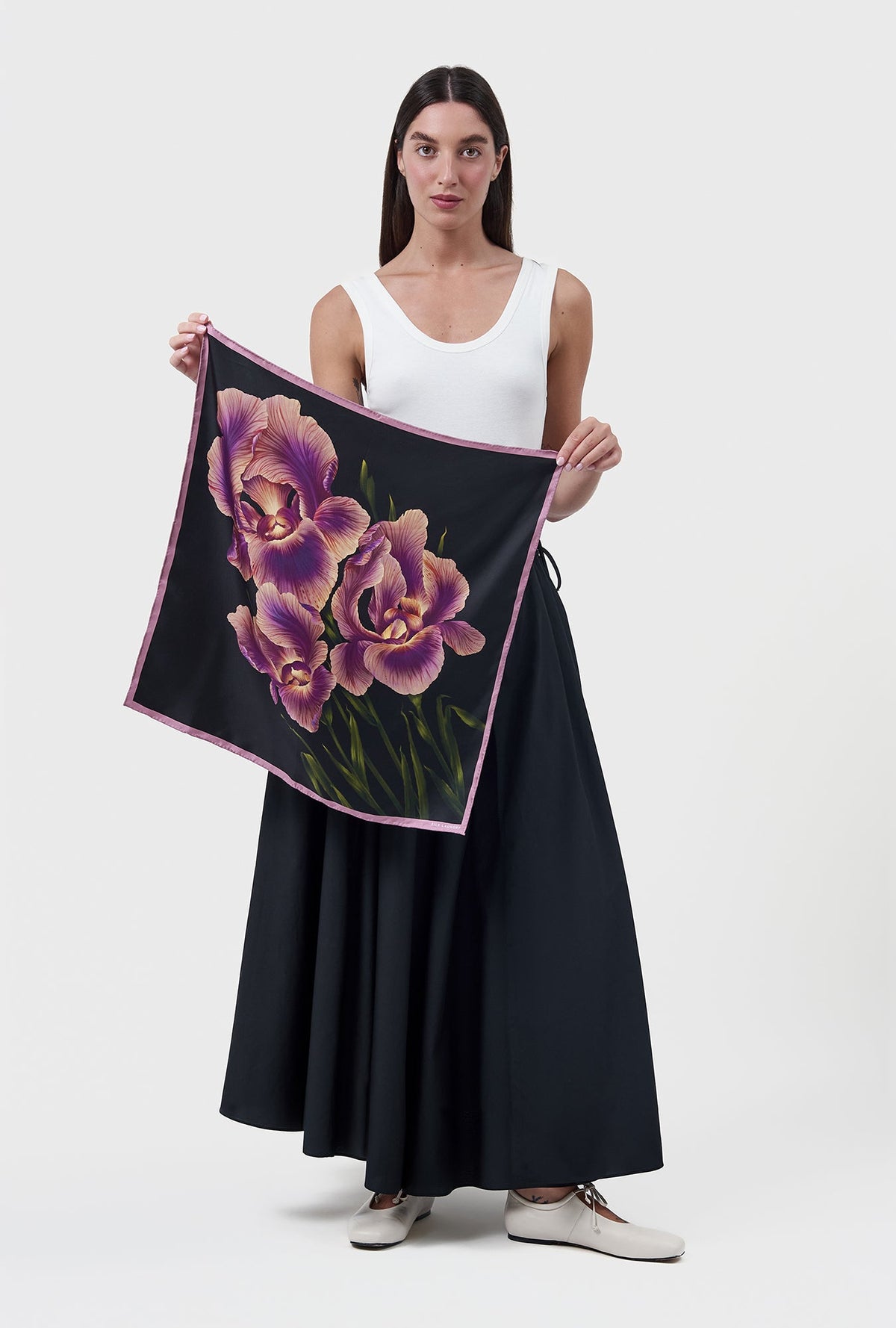 Image of Scarves & Shawls. Product name - Twill Scarf Iris in Iris colour by brand - Silk Laundry