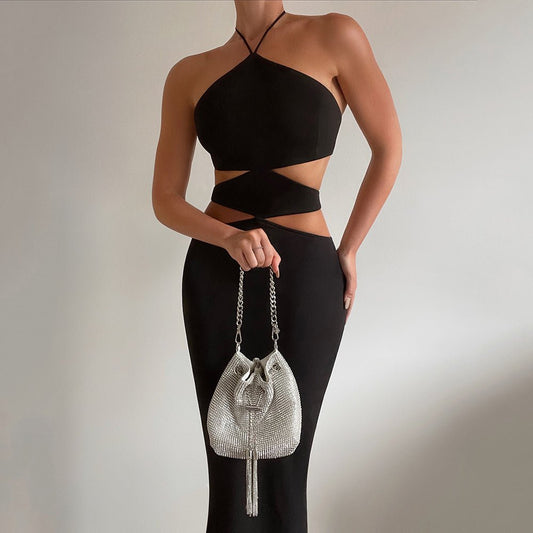 Olga Berg SYLVIE Crystal Pouch (Silver)