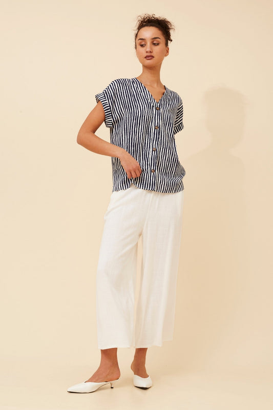 INOLA STRIPE PRINT TOP (Navy)