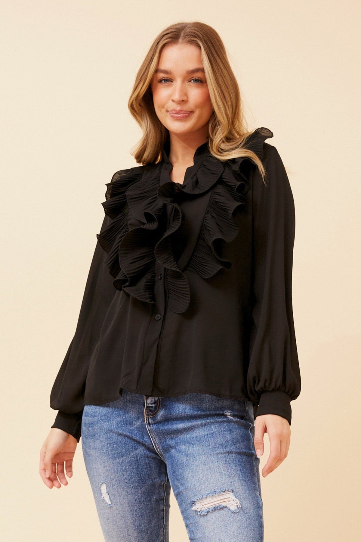 ROMILIA RUFFLE BLOUSE (Red)