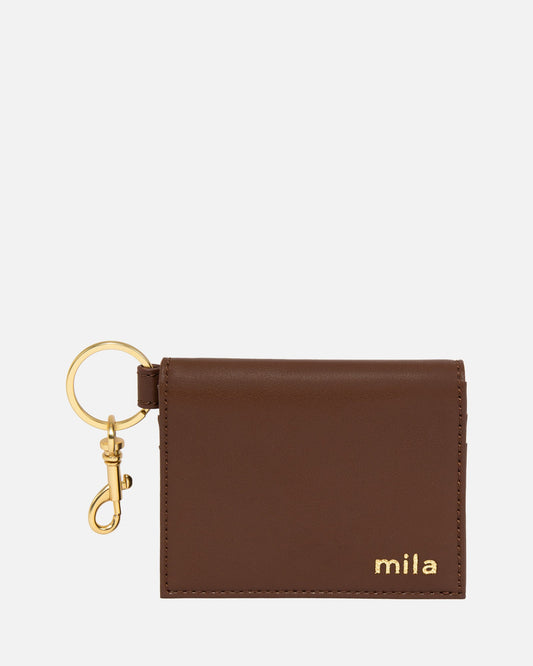 Image of Wallets & Money Clips. Productname: The Daily Edited Mila Folded CC Keyring Cocoa in Cocoa colour by brand - The Daily Edited