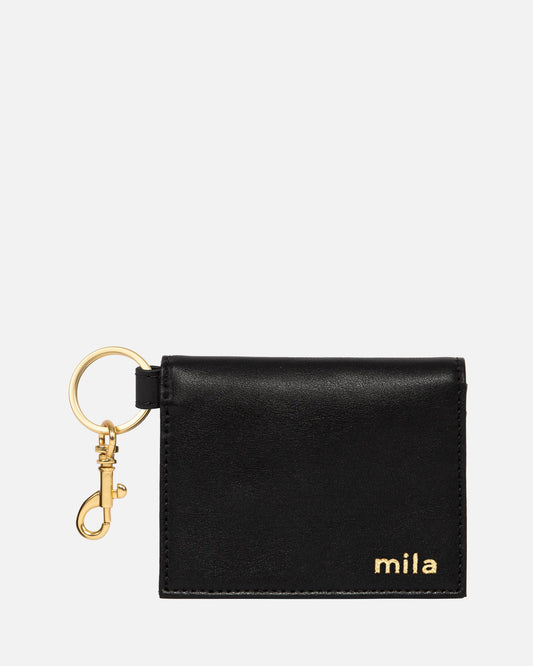 Image of Wallets & Money Clips. Productname: The Daily Edited Mila Folded CC Keyring Black in Black colour by brand - The Daily Edited