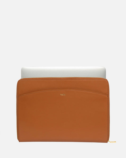 Image of Electronics Accessories. Productname: The Daily Edited Timeless 14 Inch Laptop Cover Tan in Tan colour by brand - The Daily Edited