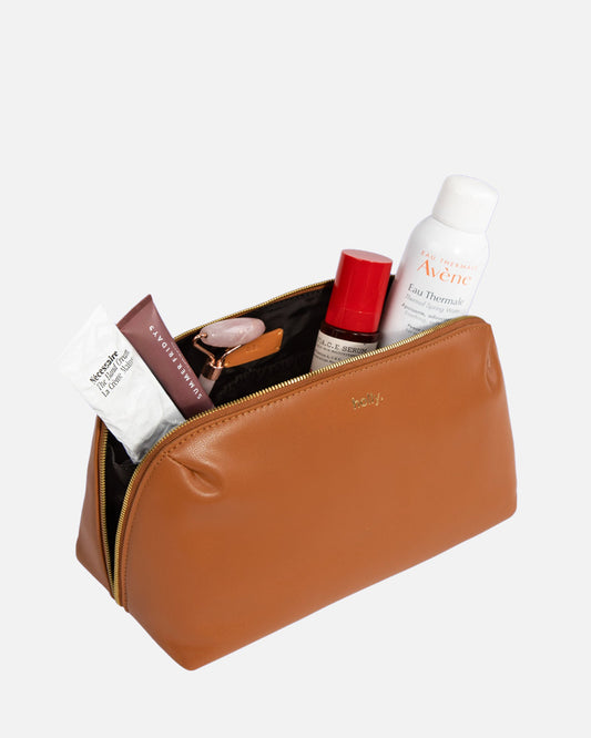 Image of Bags. Productname: The Daily Edited Timeless Large Everything Pouch Tan in Tan colour by brand - The Daily Edited