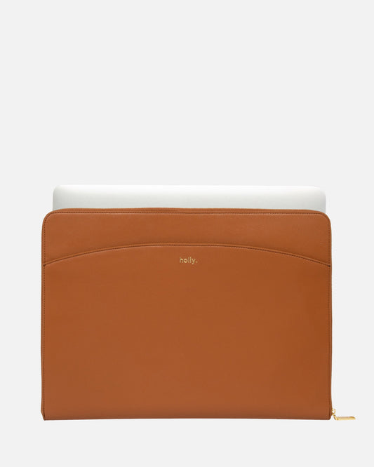 Image of Electronics Accessories. Product name - Timeless 16" Laptop Cover Tan in Tan colour by brand - The Daily Edited