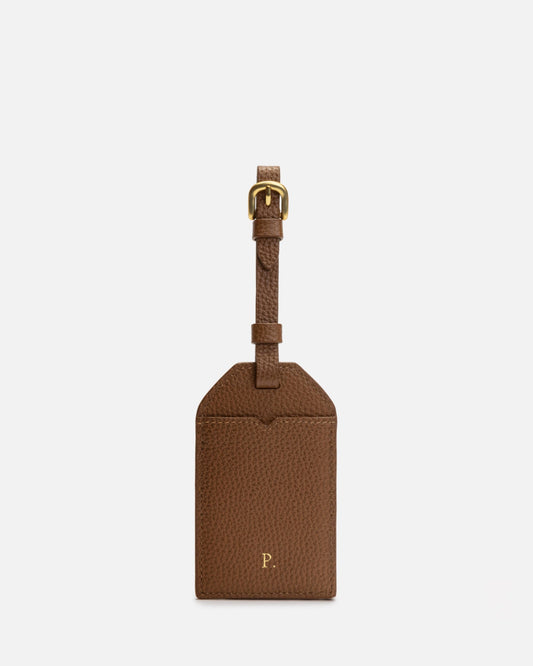 Image of Badge & Pass Holders. Productname: The Daily Edited Piper Luggage Tag Dark Tan in Tan colour by brand - The Daily Edited