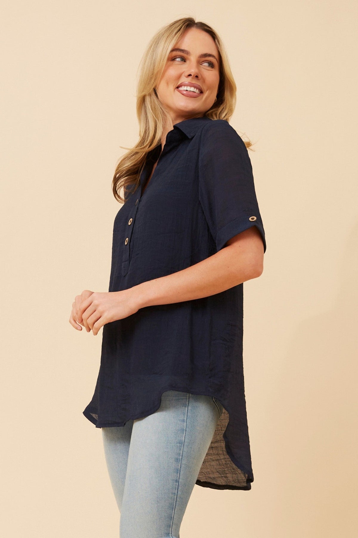 Caroline Morgan Australia IRINI SOLID TOP (Navy)