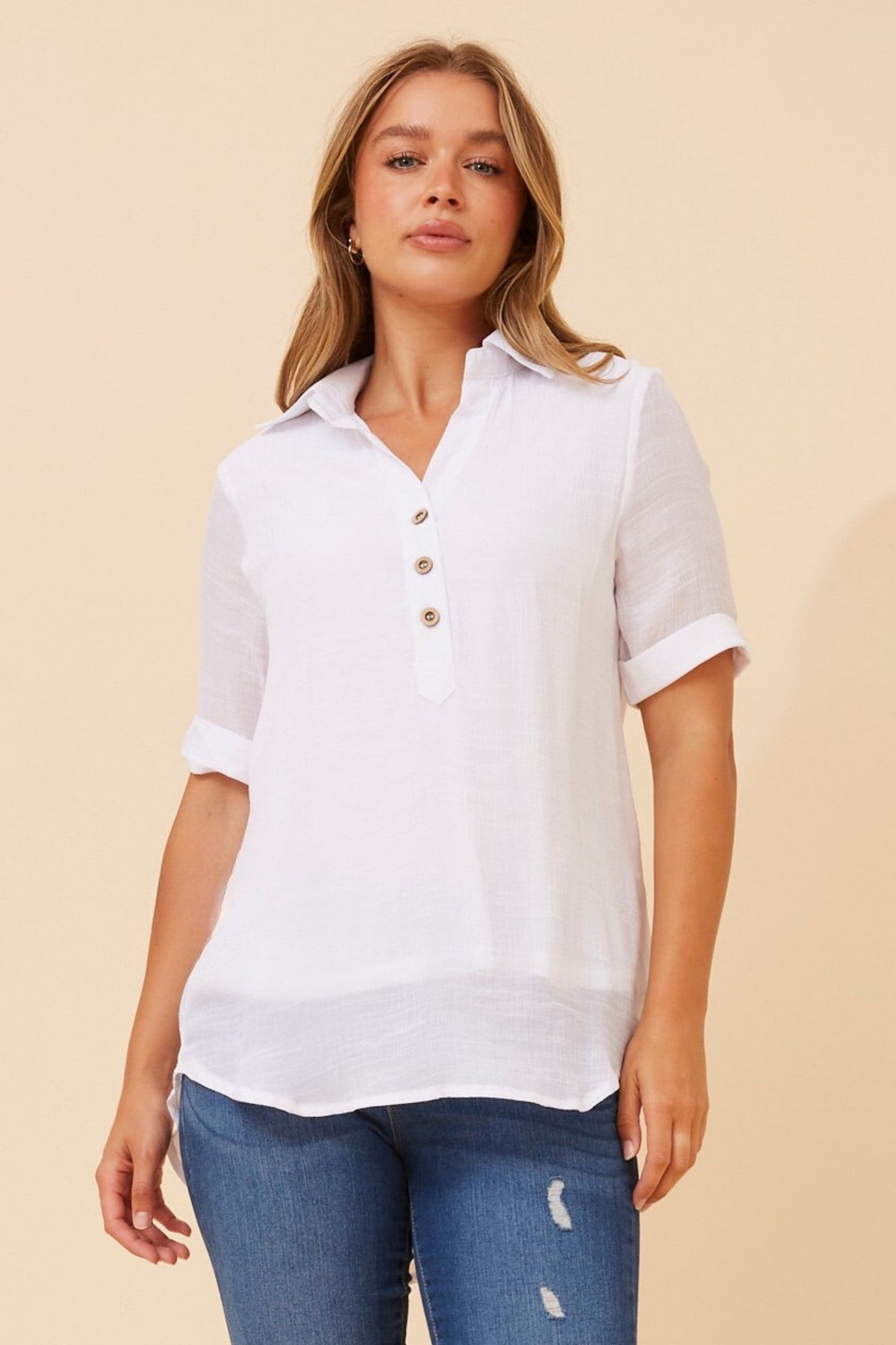 Caroline Morgan Australia IRINI SOLID TOP (White)