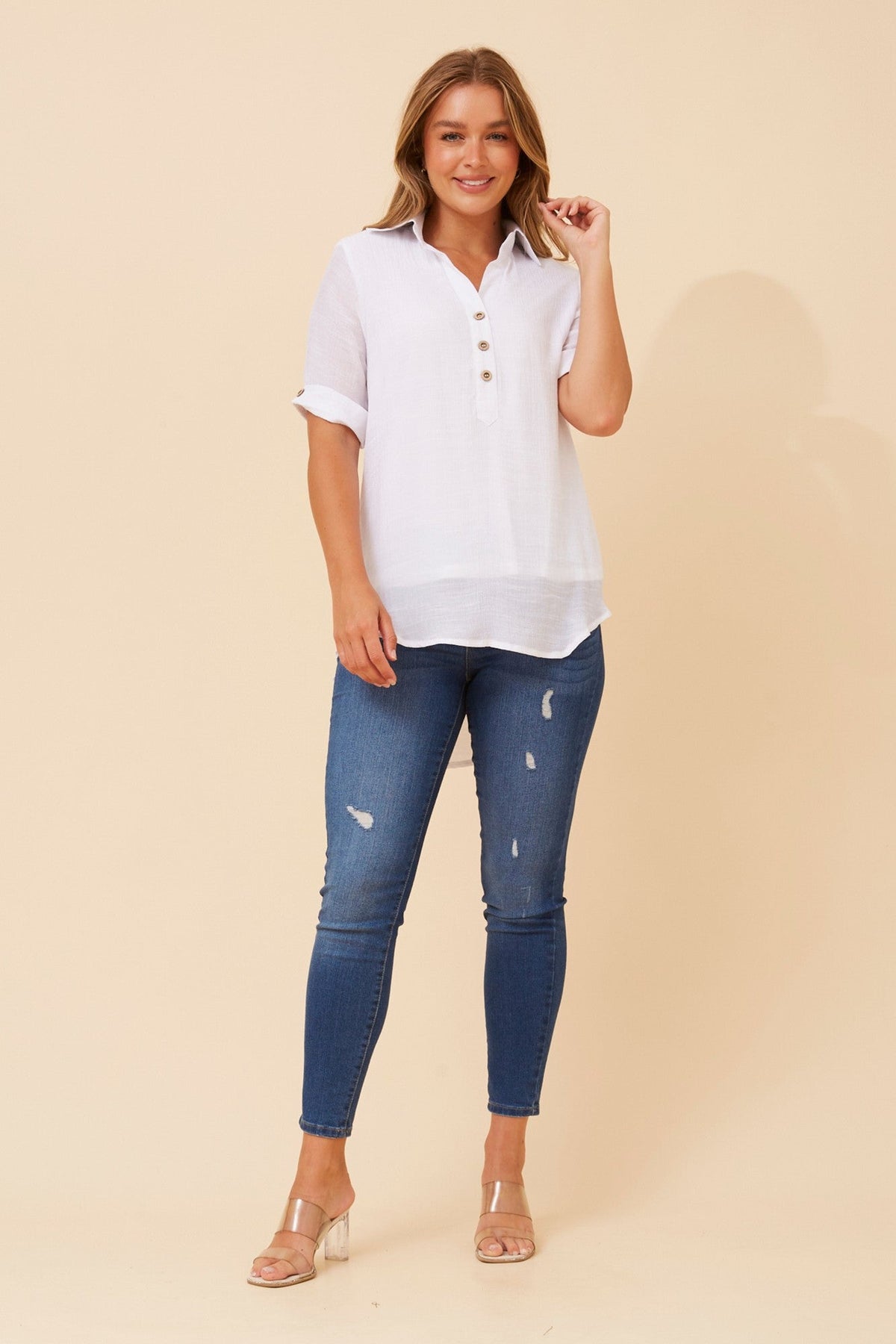 Caroline Morgan Australia IRINI SOLID TOP (White)