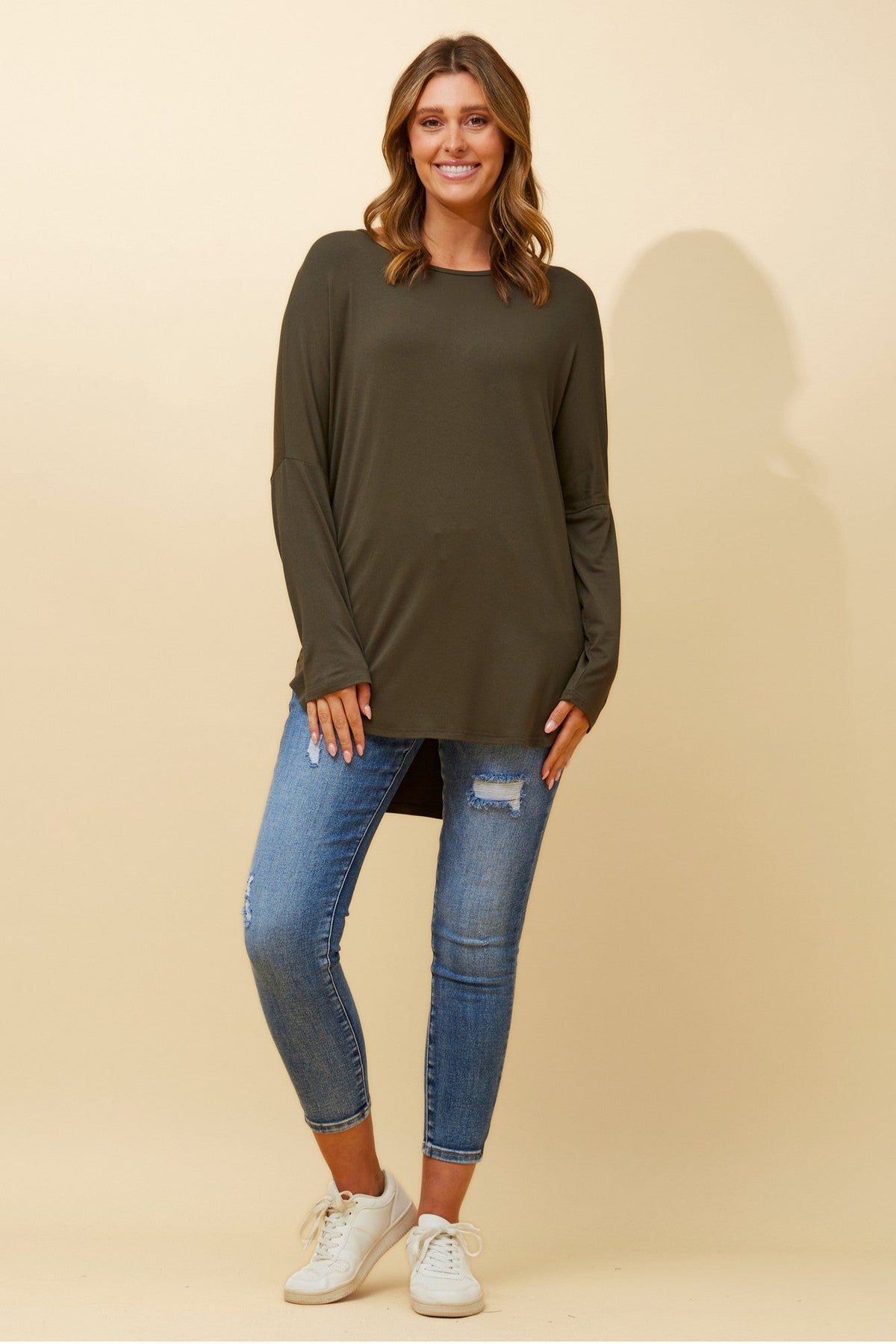 Caroline Morgan Australia SKYE SOLID TOP (Khaki)