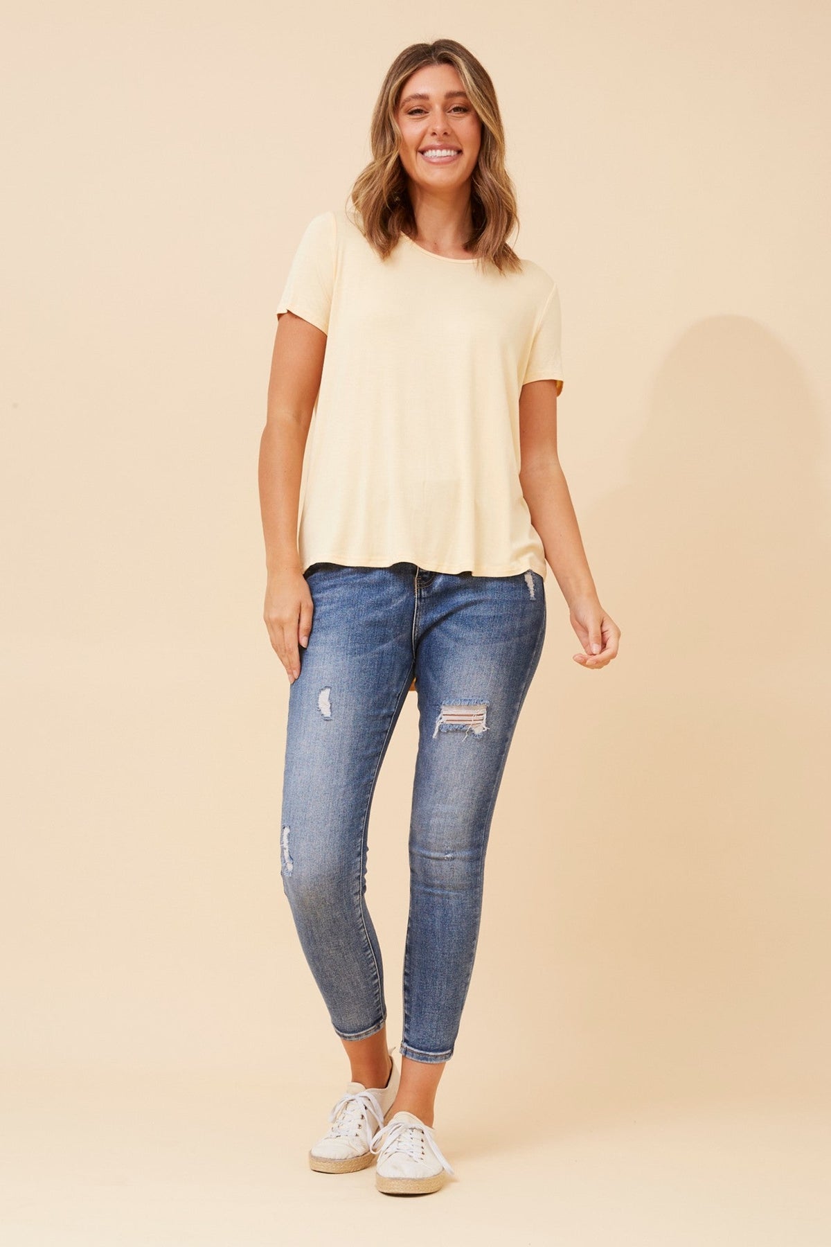 Caroline Morgan Australia REGINA SOLID T-SHIRT (Butter)