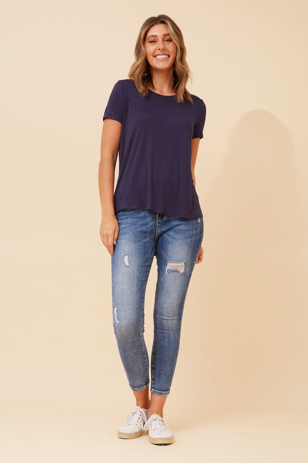 Caroline Morgan Australia REGINA SOLID T-SHIRT (Navy)