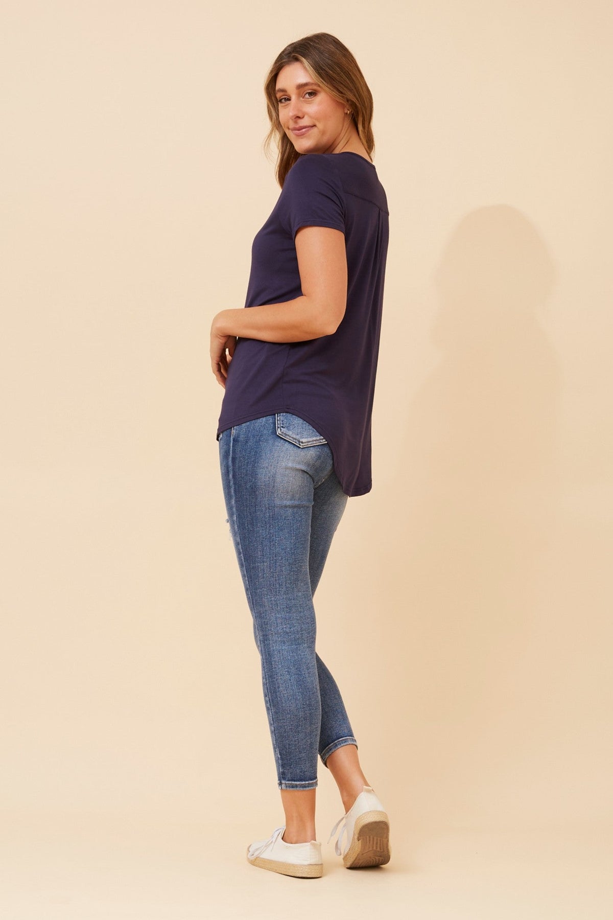 Caroline Morgan Australia REGINA SOLID T-SHIRT (Navy)