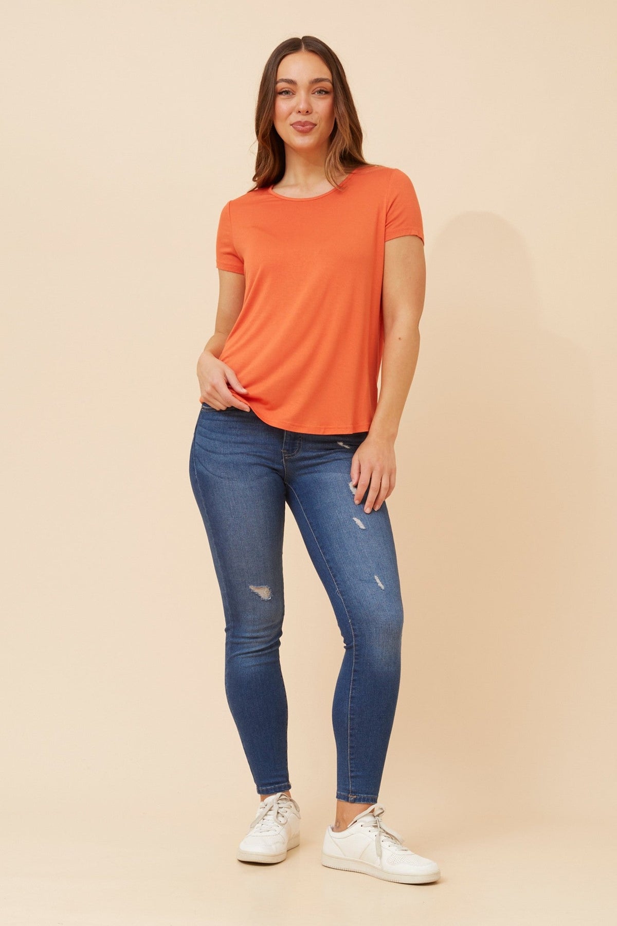 Caroline Morgan Australia REGINA SOLID T-SHIRT (Tangerine)