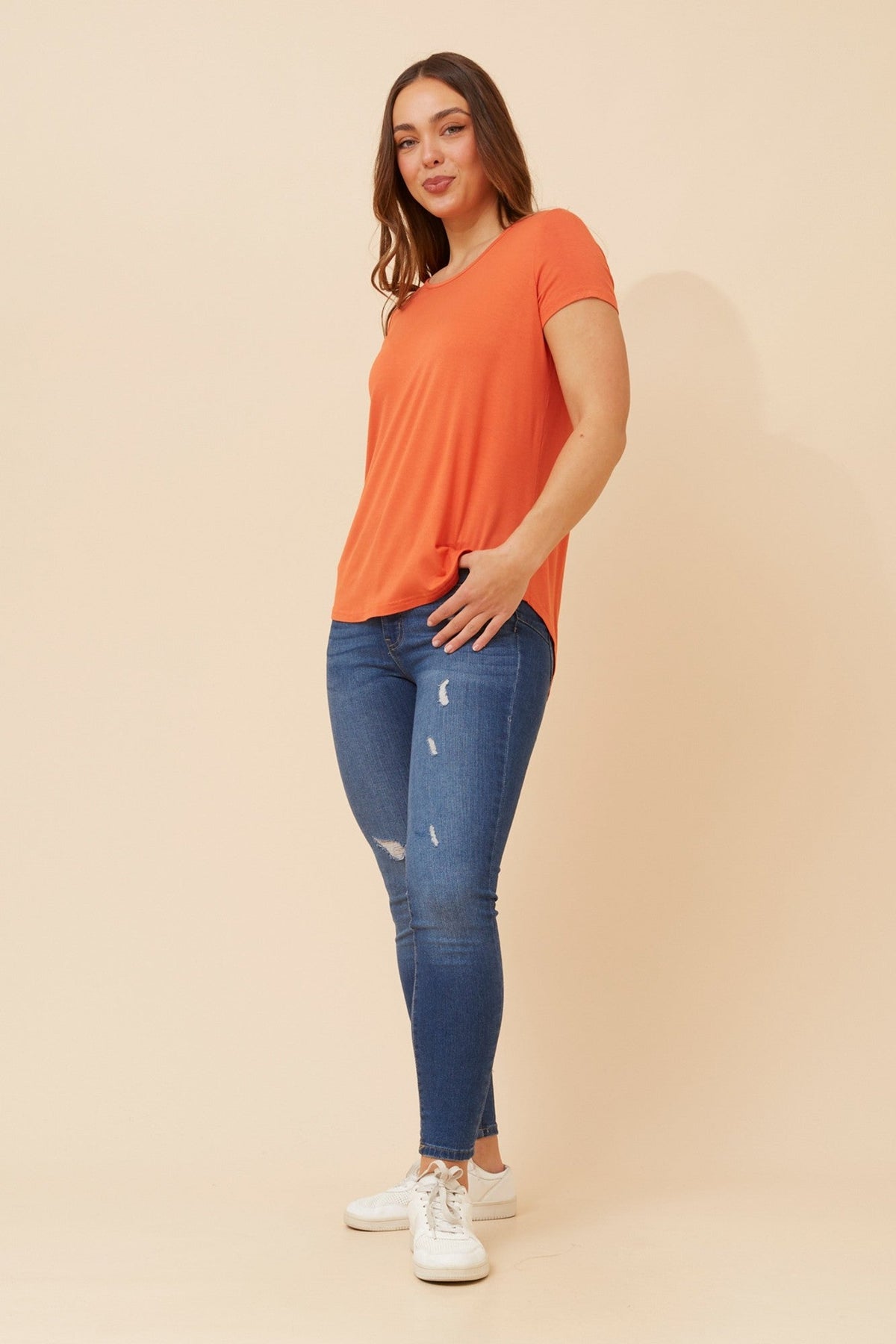 Caroline Morgan Australia REGINA SOLID T-SHIRT (Tangerine)