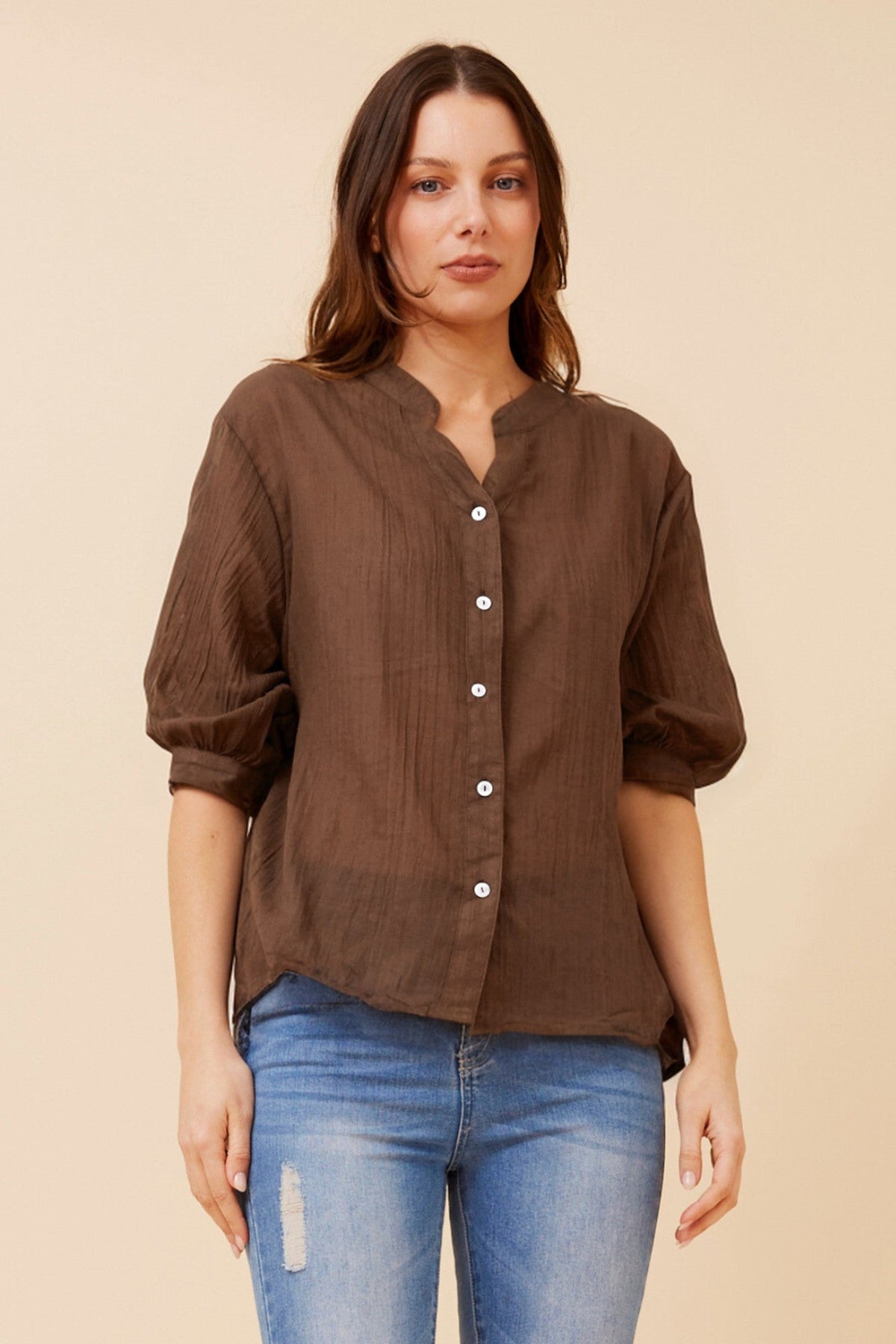 BELINA SOLID SHIRT (Cool Water)