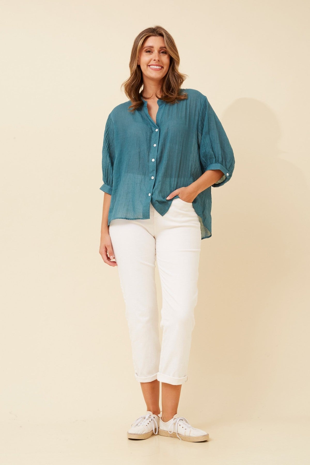 Caroline Morgan Australia BELINA SOLID SHIRT (Emerald)
