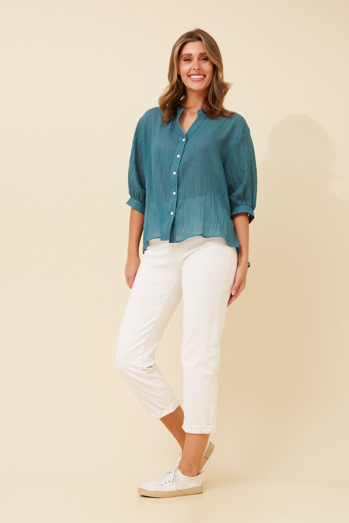 Caroline Morgan Australia BELINA SOLID SHIRT (Emerald)