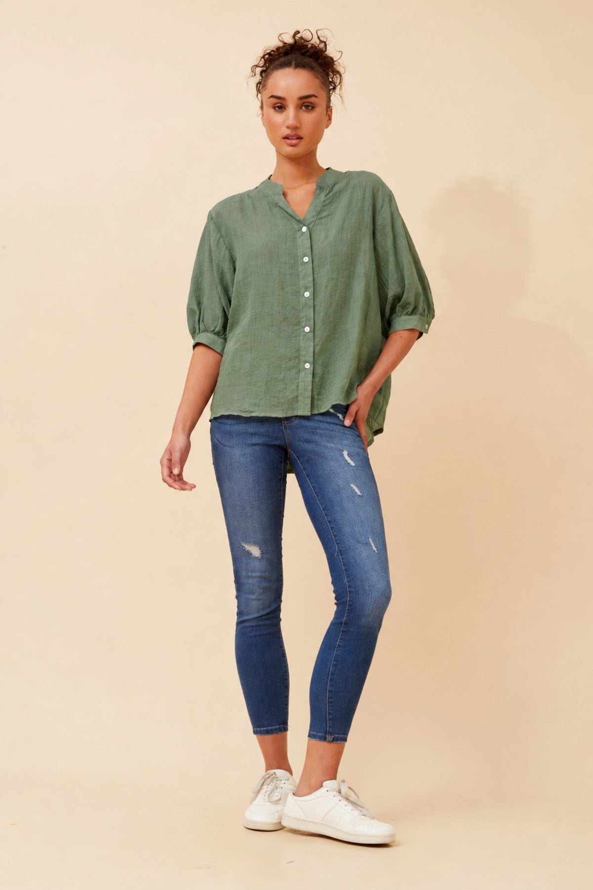 Caroline Morgan Australia BELINA SOLID SHIRT (Green)