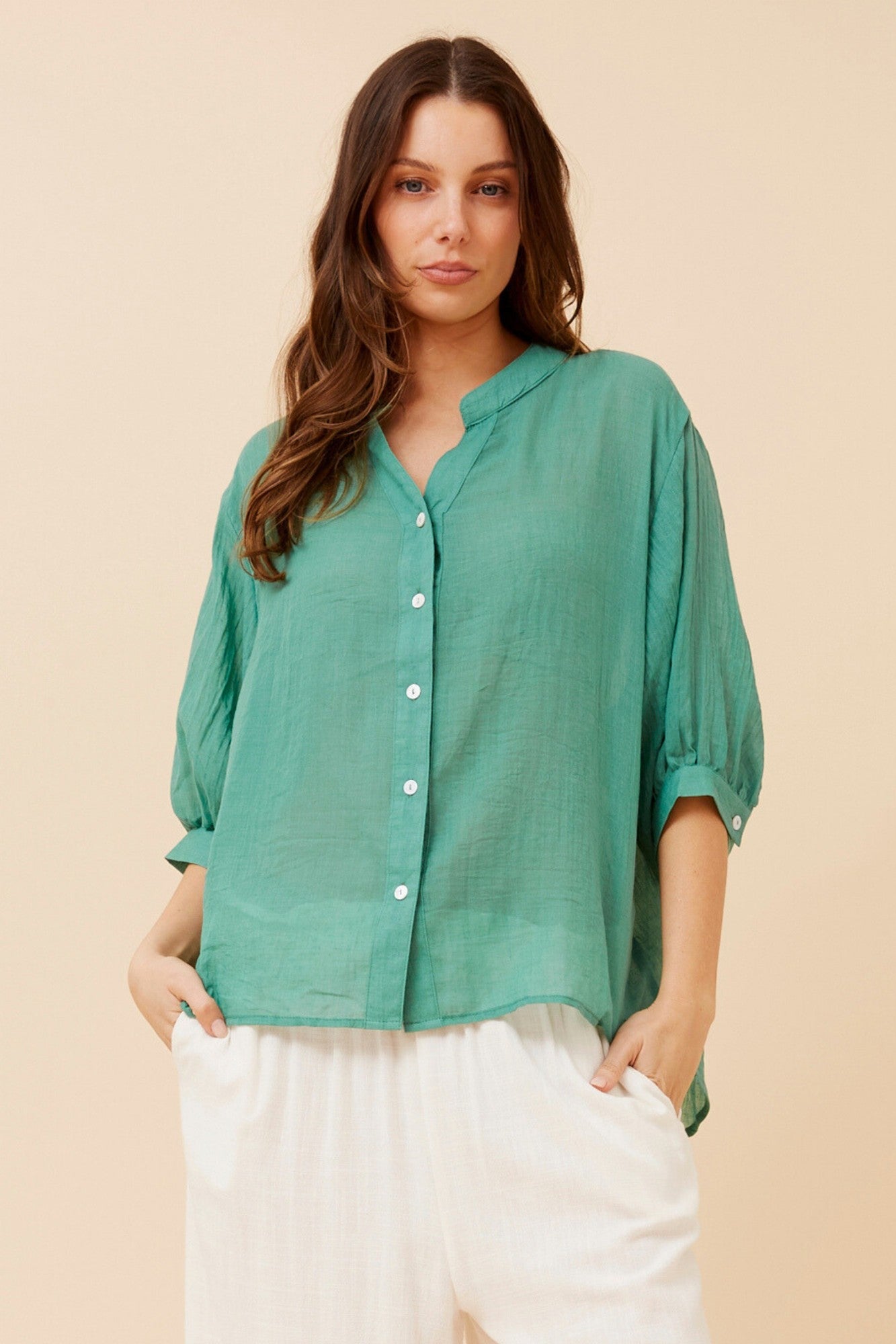 BELINA SOLID SHIRT (Cool Water)