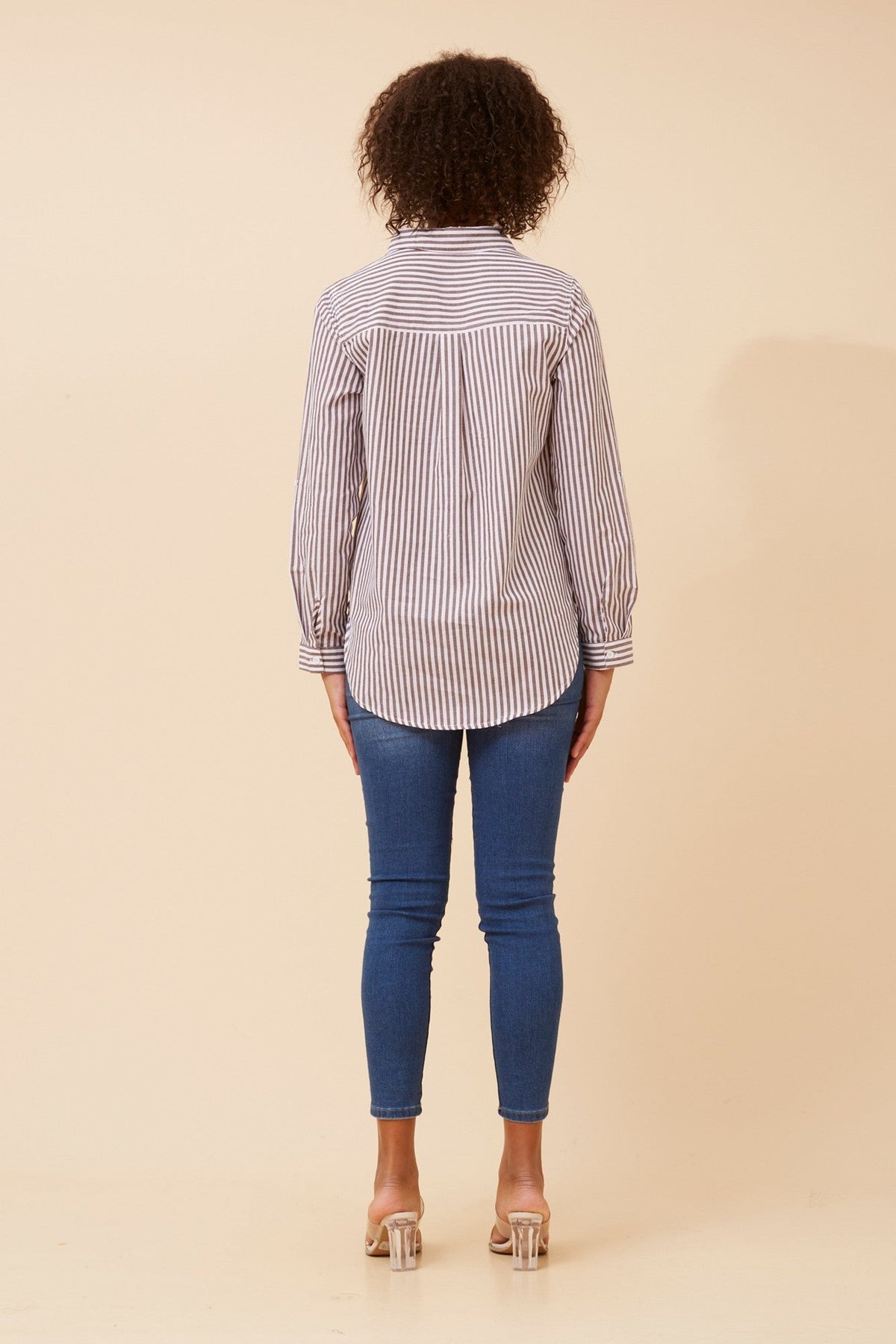 Caroline Morgan Australia MARGARET STRIPE SHIRT (Chocolate)